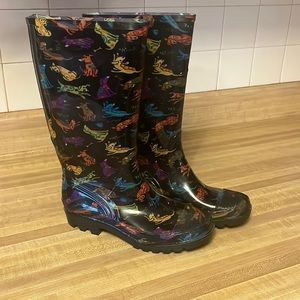 Dog print rain boots